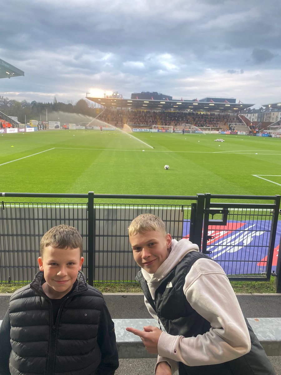 Little man and his pal at Exeter away last night… some dedication on a school night!! His first away game without me 😭 😂 #DCFC