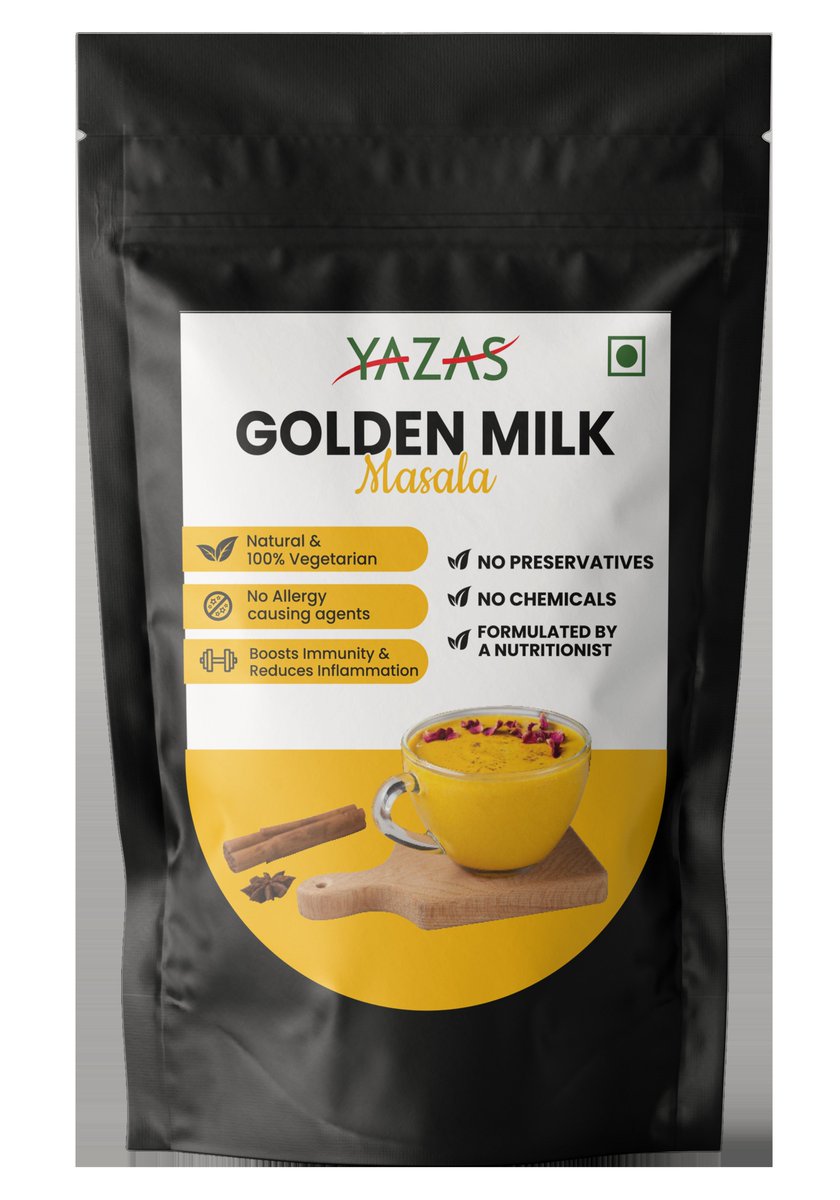 YazasFood's tweet photo. GOLDEN MILK🥛 
'Masala'  

-Natural &amp; 100% Vegetarian🌱 
-No Allergy causing agents 
-Boosts immunity💪&amp; Relieves Stress😌  

"No Preservatives" 
"No Chemicals" 
"Formulated by a Nutritionist"👩🏻‍⚕️🥗  

#Milk #Masala #GoldenMilk #GoldenMilkMasala #YazasFoods #BoostsImmunity #Natural https://t.co/hVVGVTVIOE