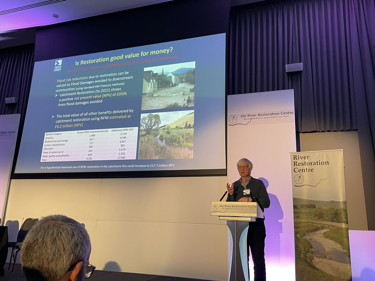 Brilliant presentation Chris Spray #tweedforum asking what success really looks like for #riverestoration and is it worth it? Using results from Eddleston Water @The_RRC #rrcconference