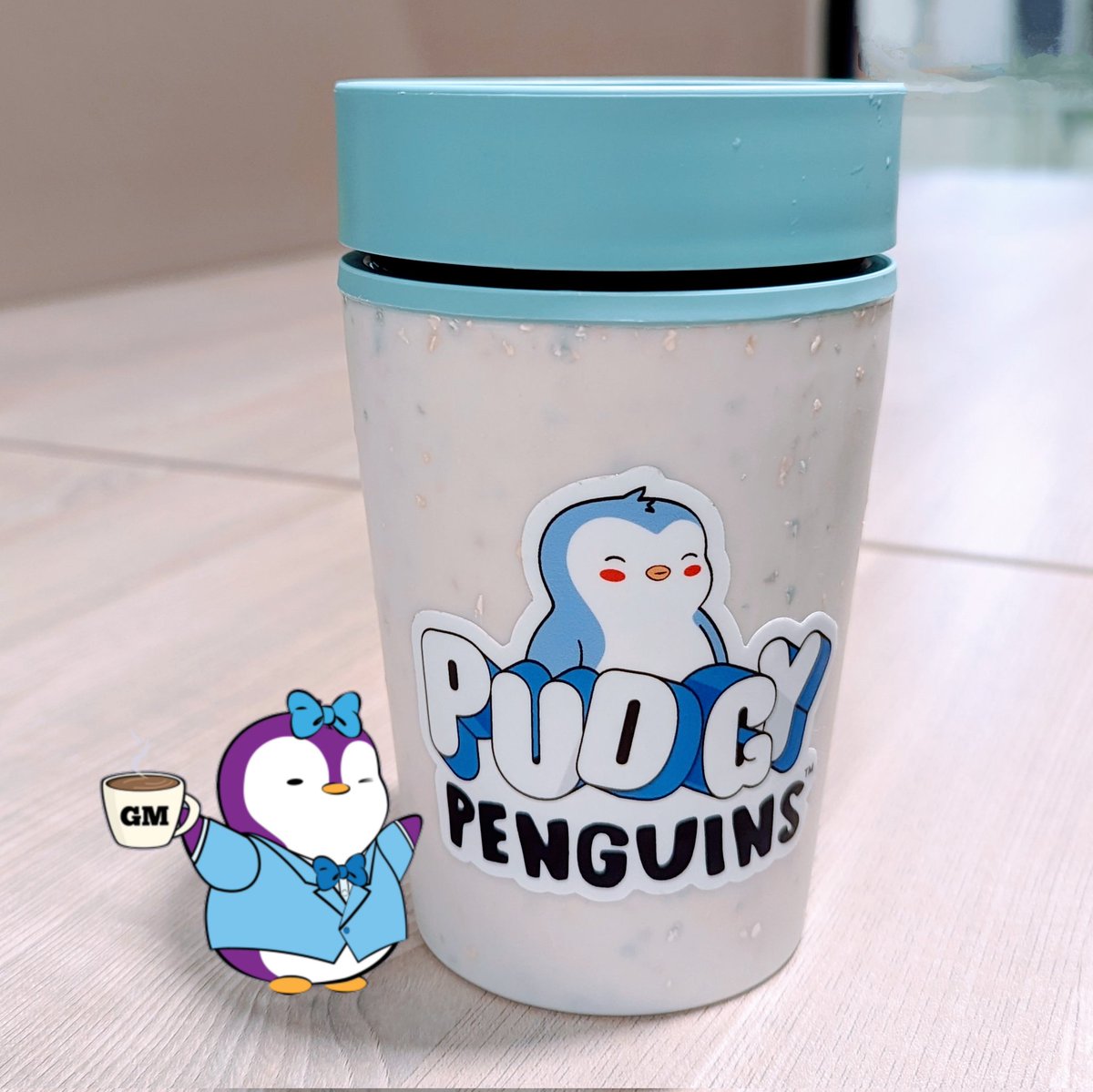 amping up the feel good vibes with one @pudgypenguins sticker at a time, which matches surprisingly well with the colour scheme of my @Circularandco reusable cup💙 #saynotosingleuse 🙅🏼🙅🏻‍♀️🙅🏾‍♂️