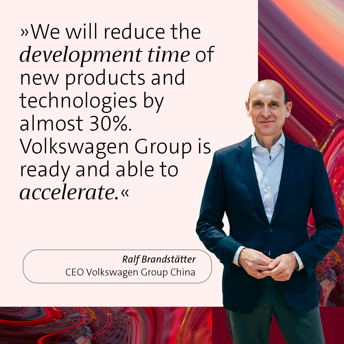 👉 With the launch of the "100%TechCo" company in 2024 in China, the development times for new products &amp; technologies are to be gradually reduced by around 30%. This will enable us to gear vehicles more quickly to the wishes of Chinese customers &amp; achieve shorter time-to-market.