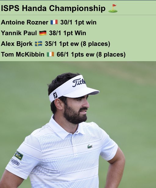 DP World Tour Card 🇪🇺

ISPS Handa Championship 🇯🇵 

Here are my 4 picks on the DPWT, a few repeats after their sabbatical break, good to have it back, and without Fat Pat Reed 🤪

#dpwt #dpworldtour #ISPSHandaChampionship