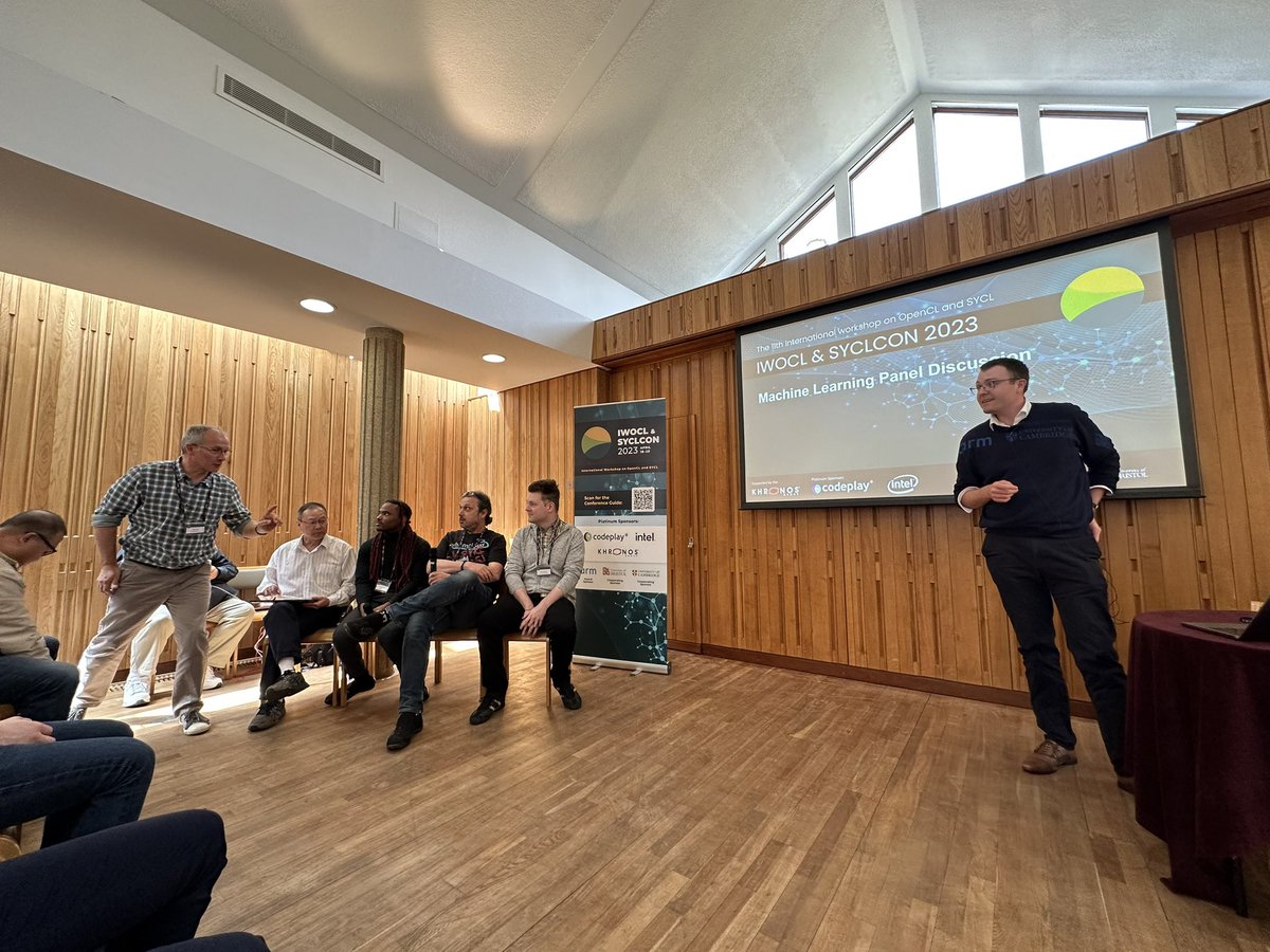 simonmcs's tweet image. Last before lunch, a panel session involving all the speakers who are working on using SYCL and OpenCL to tackle machine learning and AI. Expertly chaired by Tom Deakin @tjdeakin @IWOCL #SYCL #OpenCL