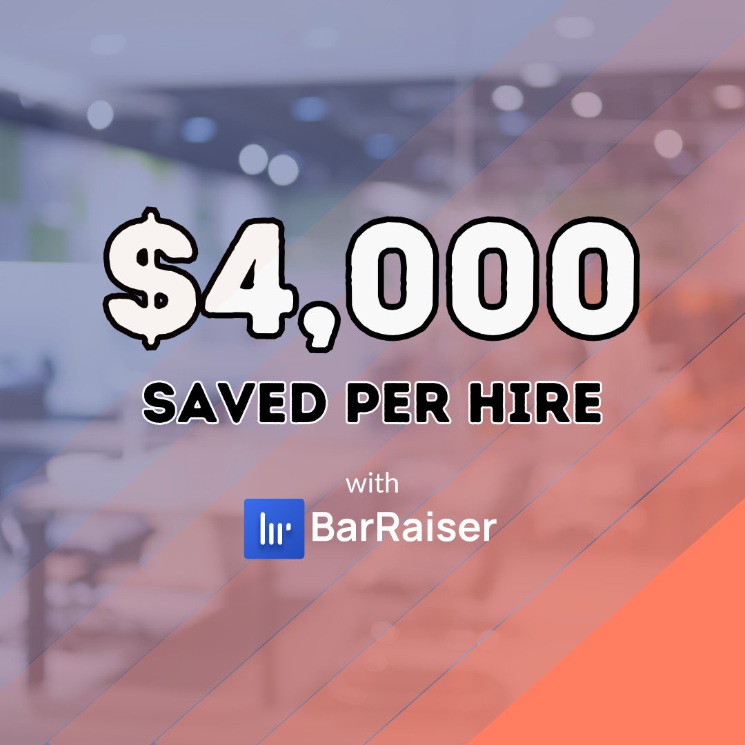 raiser_bar's tweet photo. Cha-ching! 💰💸 BarRaiser's Interview AI tools are a game-changer for your hiring process, saving $4000 per hire! 🎉👏 Say hello to smarter, more efficient hiring and bigger smiles on your budget! #HireSmartSaveMore #BarRaiserAI #WinningWithTech https://t.co/hBIvjAJpz9