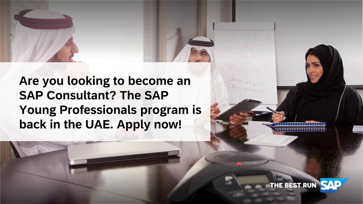 abdullahchougle's tweet photo. Are you looking for your next career step into Consulting? We are back with the unique training program on SAP's latest innovations in the UAE. University graduates can apply here!
https://t.co/yMo9BnOSKL https://t.co/TbFHmOdIus