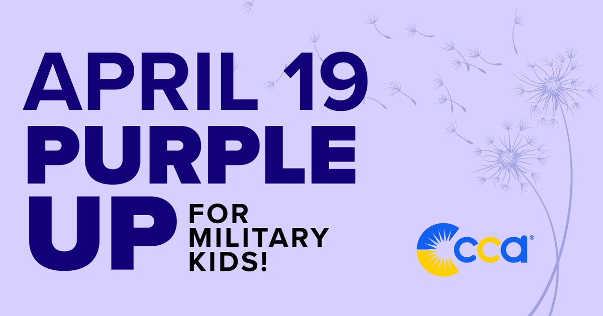 The #CCAFamily is #CCAProud to support military kids and their families. We are going #PurpleUp for #MilKids. Thank you, military families, for defending our country and protecting our freedoms. #CCAStrong