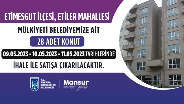 📣 Mülkiyeti Belediyemize ait, Etimesgut ilçesi Etiler Mahallesi’nde bulunan 28 adet konutu ihale ile satışa çıkarıyoruz.

🗓9-10-11 Mayıs 2023

Tüm ihalelerimiz ABB TV hesaplarımızdan canlı olarak yayınlanmaktadır.

🔴ankara.com.tr 

Detaylar👉bit.ly/41lY1ts