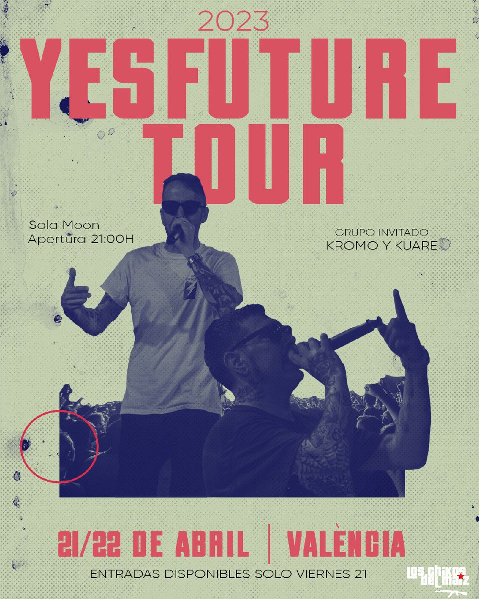 chikosdelmaiz's tweet photo. Última parada del #YesFutureTour
València, vamos con todo💥🔥

Lxs que vengáis, prevenidxs porque toca liarla. https://t.co/lwOtYOQQti