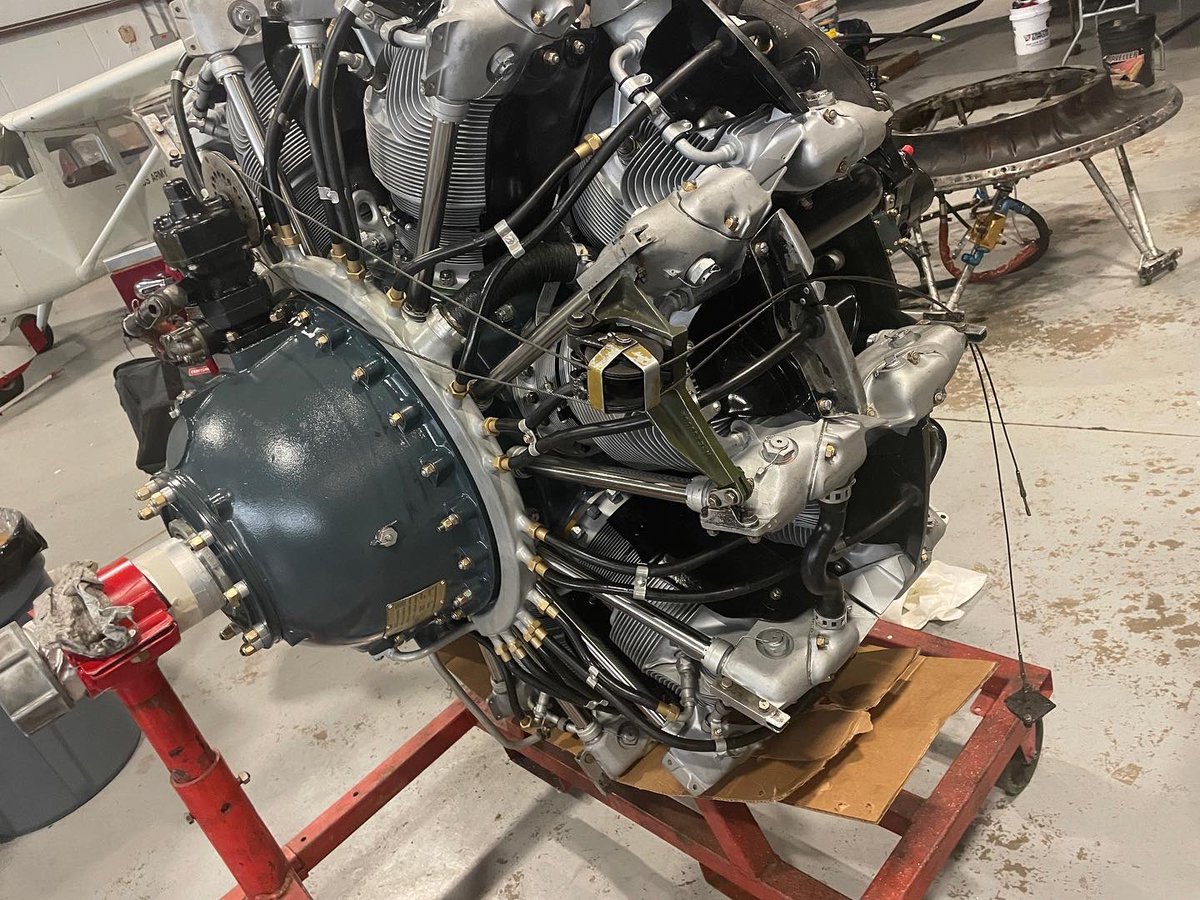 WarplaneMuseum's tweet photo. Day two: Volunteers put many parts on our new engine.  Lots to go but good progress! https://t.co/3M134iuVab