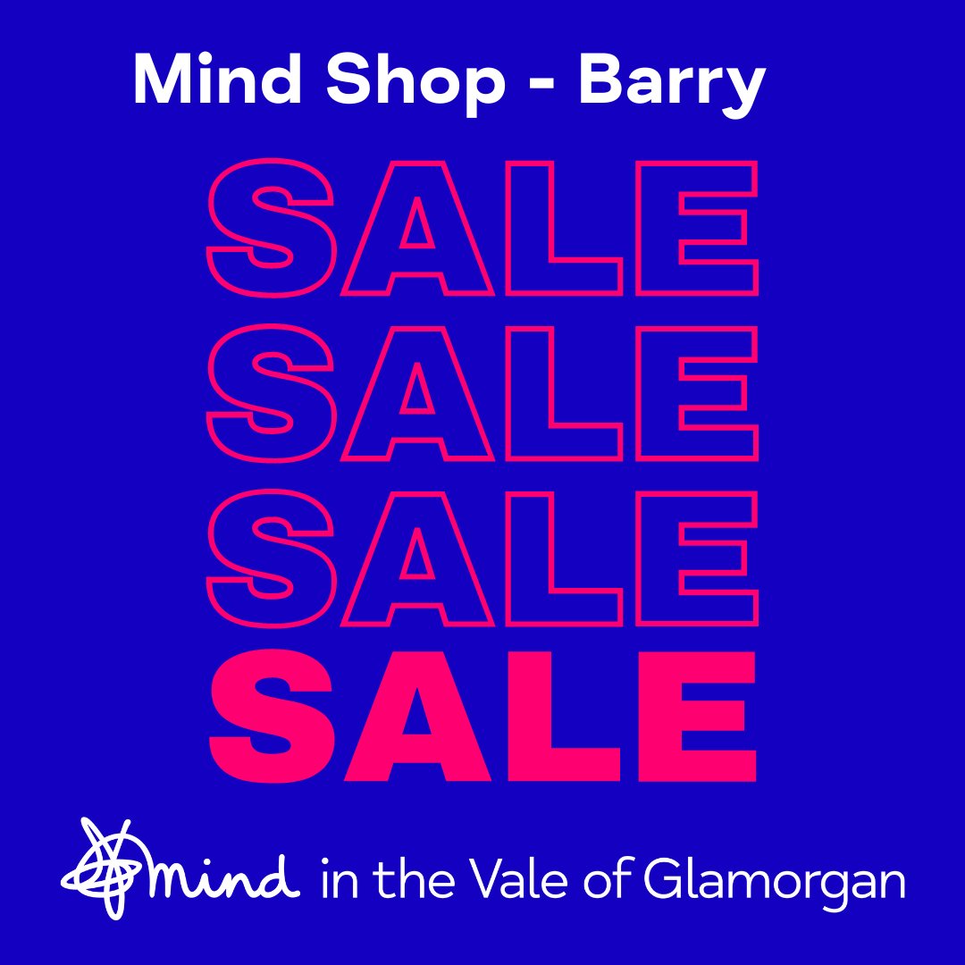 mindinthevale's tweet photo. Our big bonanza money-saving #sale has started today at our #Mind #charityshop in #Barry - get along and get yourself a bargain! All clothes £1 each, everything else half price! Lots up for grabs - treat yourself and support the #mentalhealth of your #community at the same time. https://t.co/p1MjS01dB7