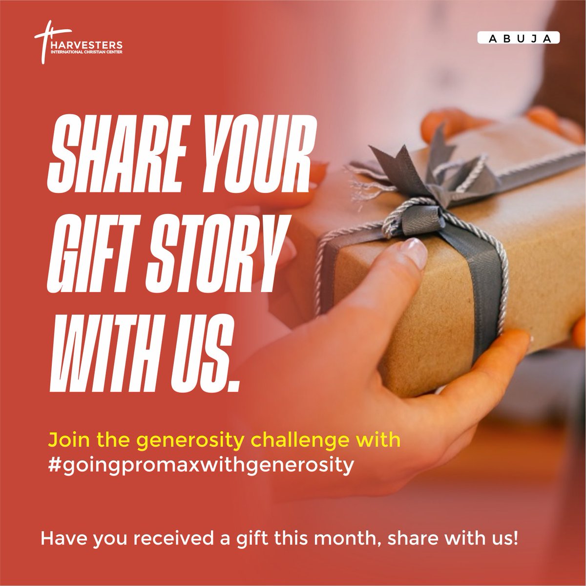 Harvestersabj's tweet photo. Have you been touched by someone's generosity this month? Or have you spread some love with a gift of your own?
We want to hear your stories! Share a post with a photo of your gift and use the hashtag. #goingpromaxwithgenerosity
#harvetsersabuja #harvestersng #30daysofgenerosity https://t.co/WVBxYKx43i