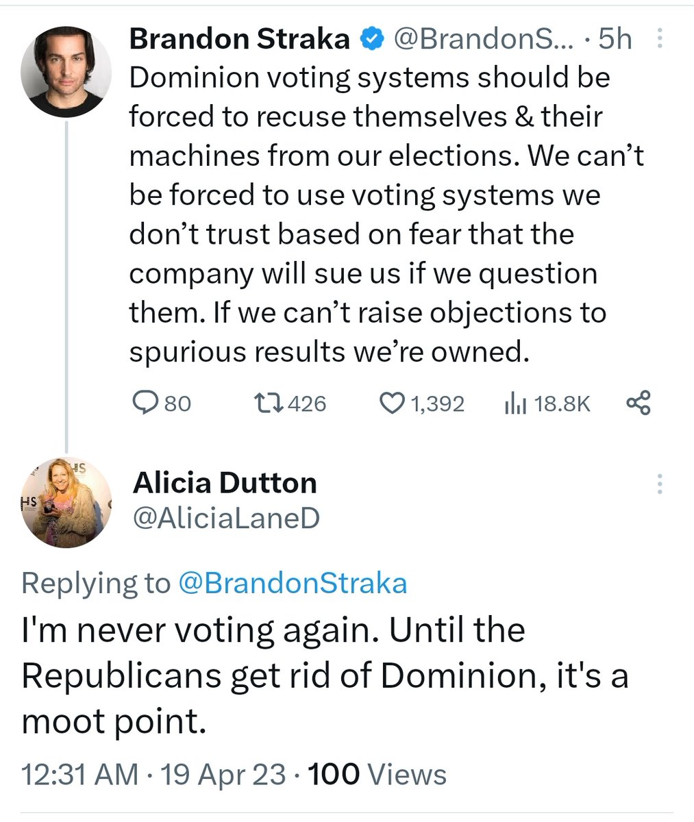 Well, looks like some Republicans are refusing to vote while Dominion is at the booth. Interesting stance.