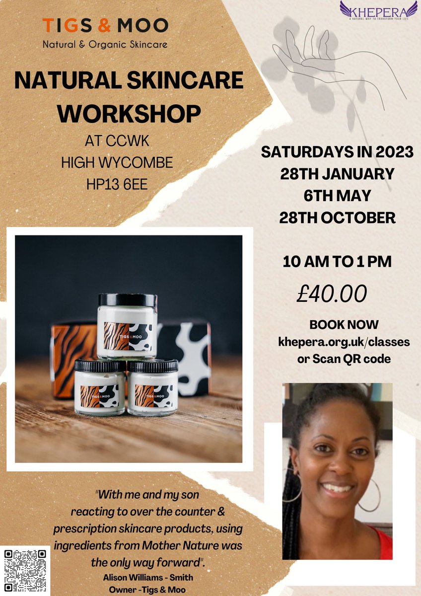 Kheperaorg's tweet photo. ~ NATURAL SKINCARE WORKSHOP~
Alison will be talking all things skin, including common problems and how to take a more natural approach. The workshop will run from 10am-1pm.  Please share this around and let anyone know who may be interested! https://t.co/zzhDinkWUm