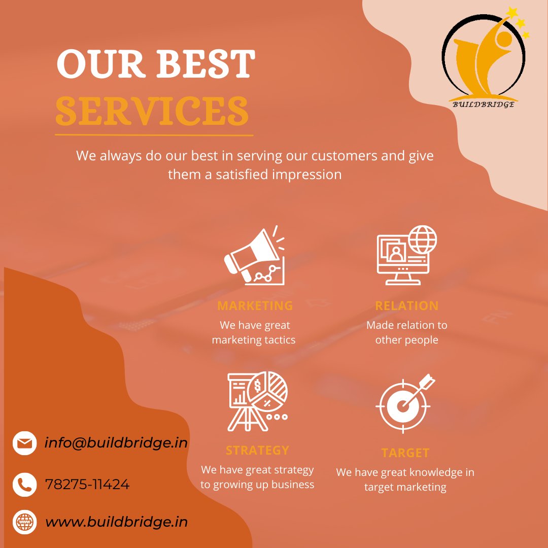 BuildBridge_in's tweet photo. We offer comprehensive digital marketing services including SEO, PPC, social media management, email marketing, and more to help your business thrive online.

Contact us-: contact@buildbridge.in
today for a personalized solution
#buildbridge #buildbridge2023 #socialmediamarketing https://t.co/A0d4YAsXea