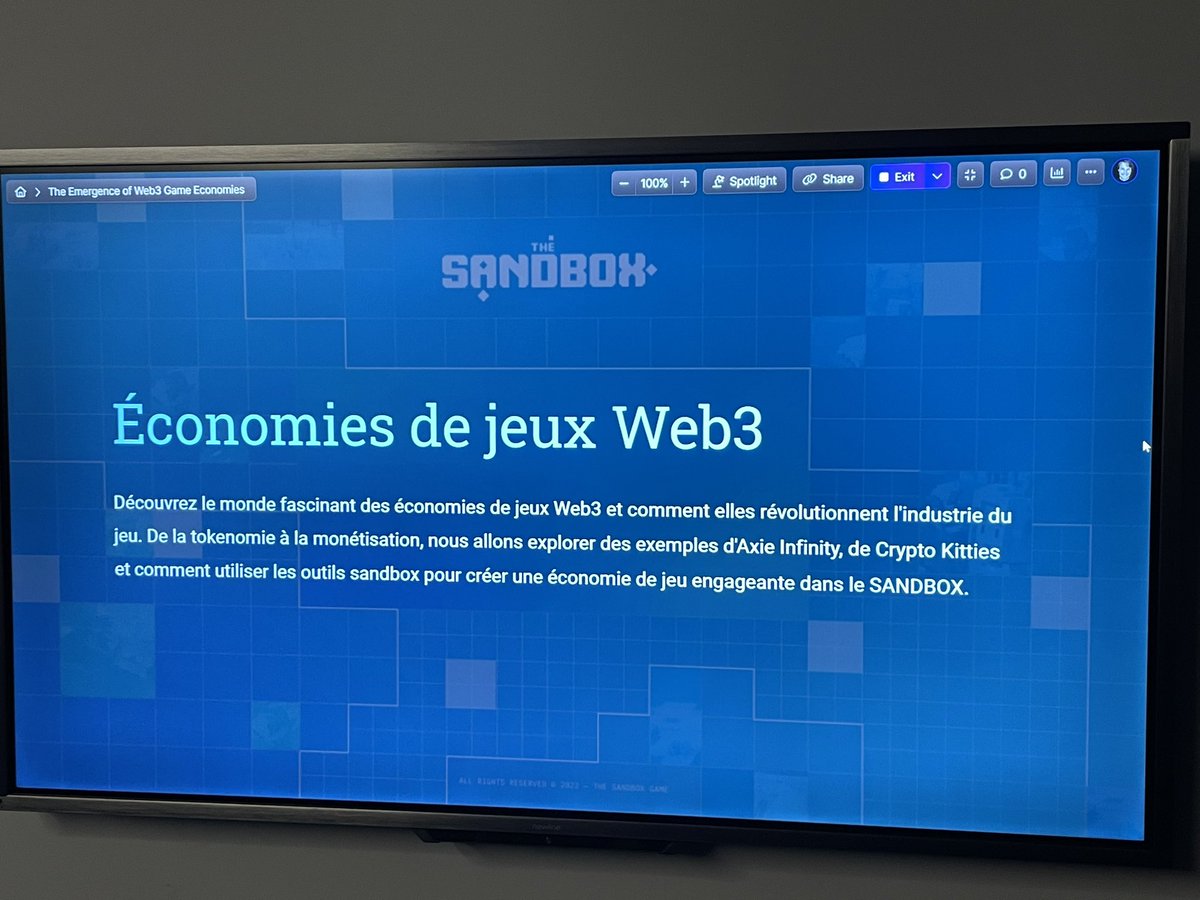 fritz_c's tweet photo. @TheSandboxGame intervient une 2eme fois dans notre Hackathon GG’MetaWeek avec nos 2eme annee @IIMparis Crea&amp;Design et Coding Digital Innovation. Nicolas Spitalier fait une introduction à l’économies de jeux dans le web3.
@Fadela_Moizard @nlidija https://t.co/esqjEOPz7L
