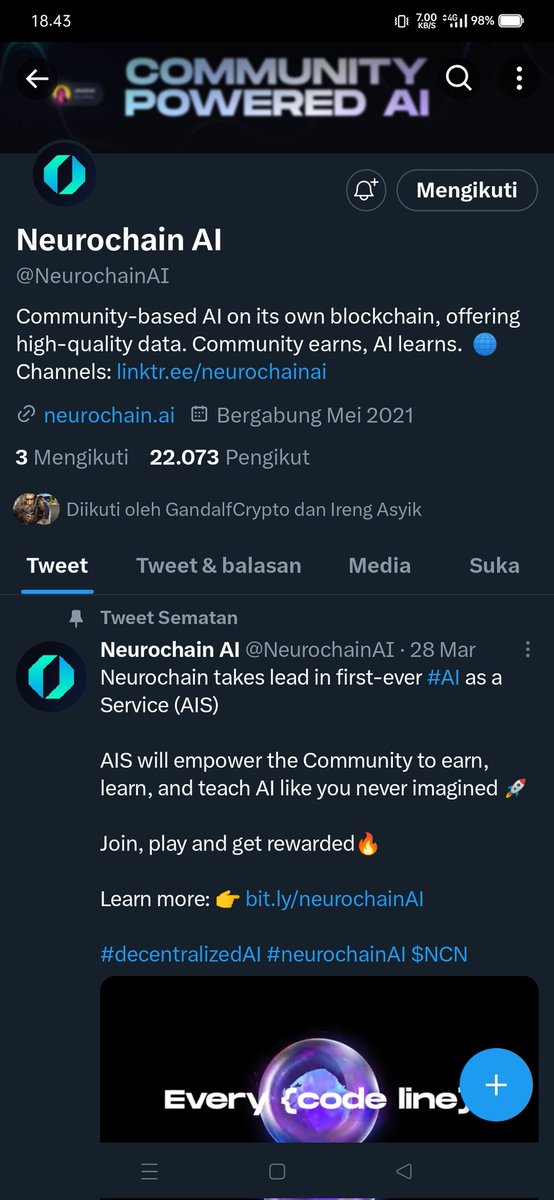 JoshuaCreator's tweet photo. @gandalfcryptto @NeurochainAI @BitFictory @amelia4_stevi https://t.co/aDKjbPld4h