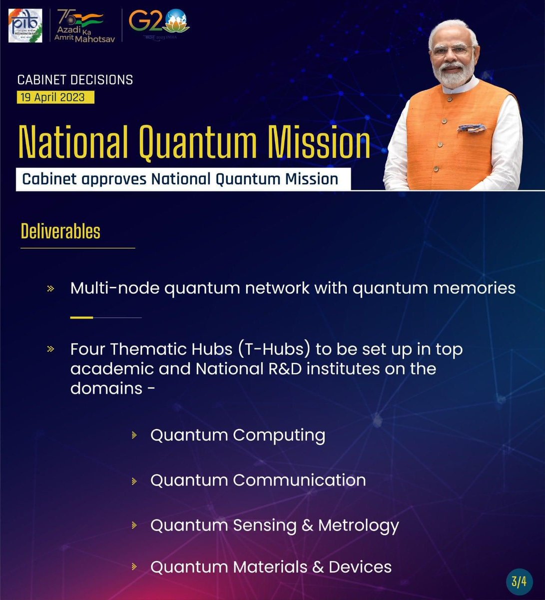 ArindamPhysics's tweet photo. For those looking for milestones, deliverables etc for the quantum technology mission, here are some relevant information released from @PMOIndia https://t.co/MQ9uJaiz7L