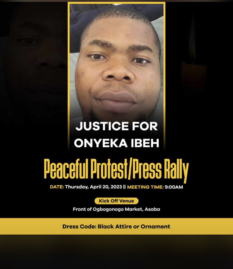 ActivistBrusher's tweet photo. Onyeka’s killer Cop arraigned in court. 

He has been sent to Ogwashi-Ukwu Correctional Centre on remand, case adjourned to 8th of May- High Court to take over the judgement. killer Police Officers  

Ambode Sanwo Olu https://t.co/2KKK8kaFCw