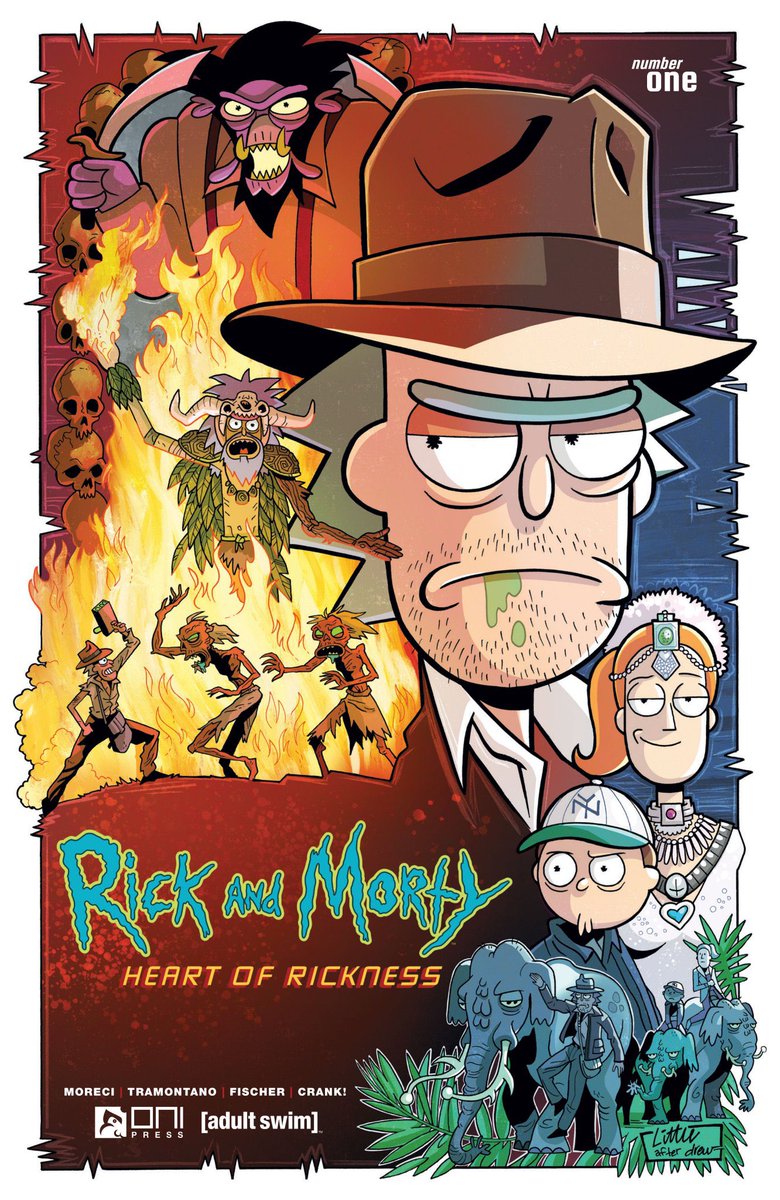 Angora_Napkin's tweet photo. “Hey lady, you call him Dr. Sanchez!” Super fun to riff on Indy and pay homage to @DrewStruzan on this cover I did for a new Rick &amp; Morty series coming in July from @onipress #RickAndMorty #IndianaJones #TempleOfDoom #Homage #DrewStruzan https://t.co/aua1Yl9gMI