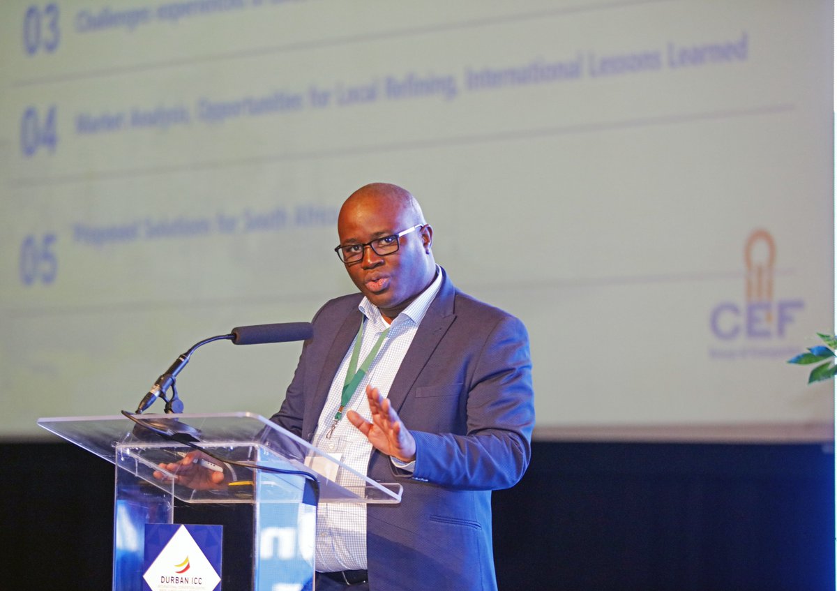 dstigovza's tweet photo. Central Energy Fund (CEF) General Manager in the Energy Project Division, Mr Sifiso Msabala talking about Refining Capacity in South Africa #PAMIndaba #eMobility #AlterntiveMobility2023 #MakingSureItsPossible https://t.co/eFRRSI3AQ1