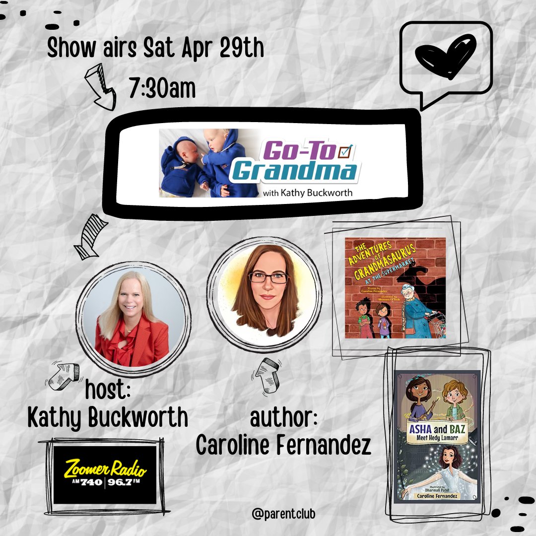 ParentClub's tweet photo. When you can't take your phone for pictures when recording a #kidlit segment w @KathyBuckworth for @zoomerradio...you quickly make a graphic. Thanks for having me Kathy!
#GoToGrandma https://t.co/xOavOCxVLR