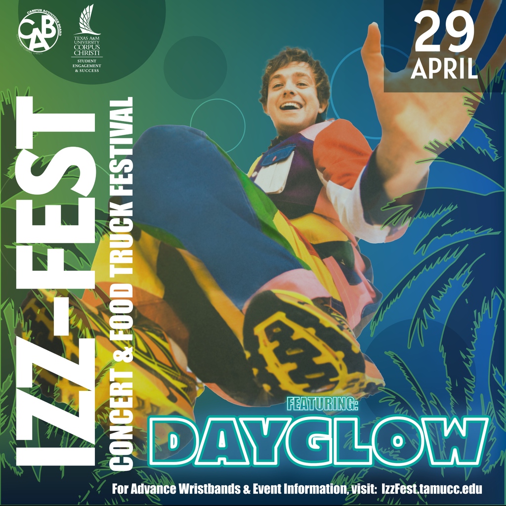 SEAStamucc's tweet photo. Calling all Islander faculty and staff members 📣 📣 Take this opportunity to unwind at the Izz-Fest: Concert and Food Truck Festival featuring Dayglow! Get your tickets today in UC 318! #tamucc https://t.co/VupatIoeqD