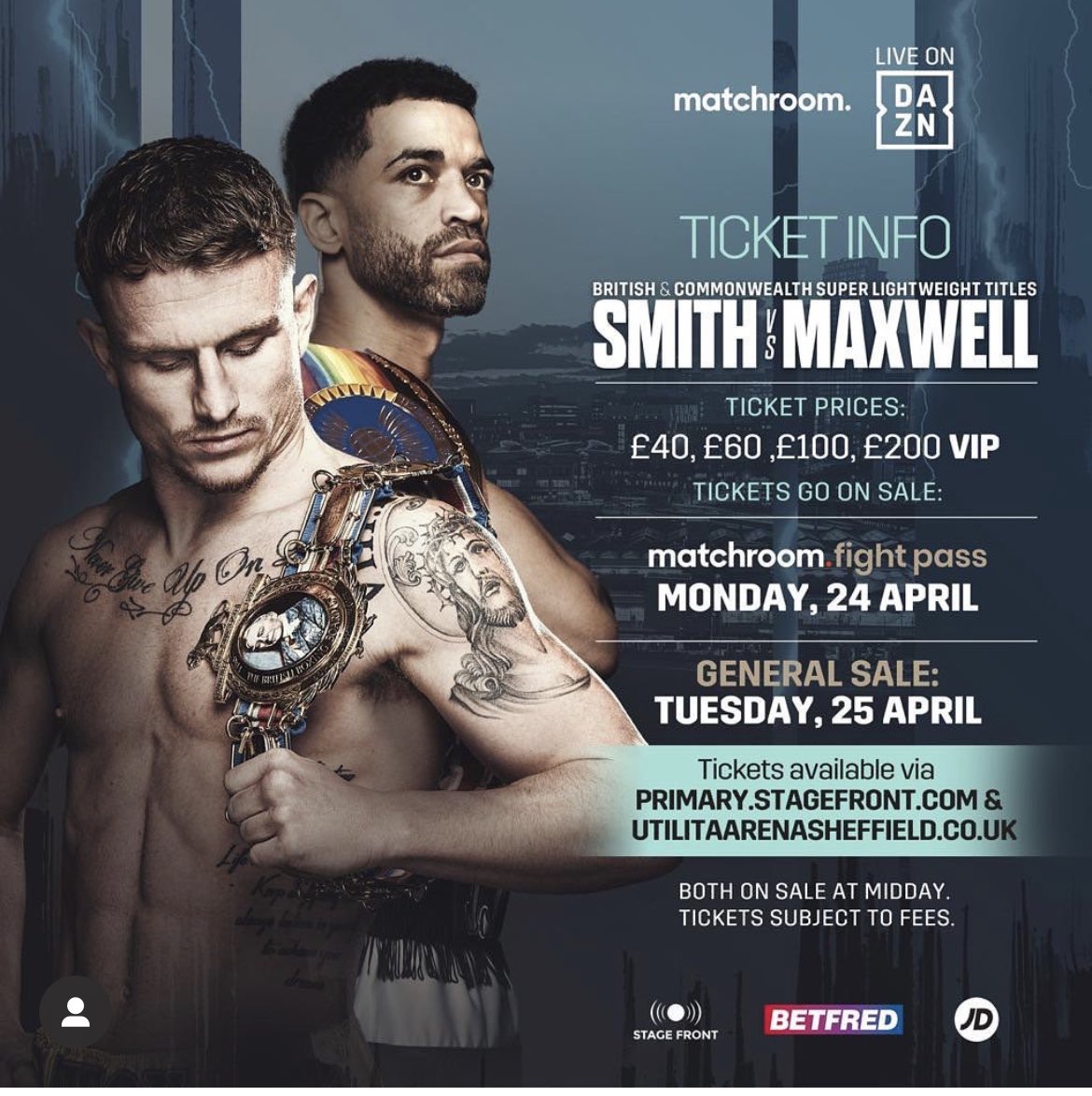 The wait is over!! 
It’s go time for the champ <a href="/daltonsmith08/">dalton smith</a> 
British for keeps is next but commonwealth champ maxwell in the way! This should be fire 🔥🥊🇬🇧 
Sheffield Arena 1st July #smithmaxwell #thunder 

DM for Tickets 📲🎟️