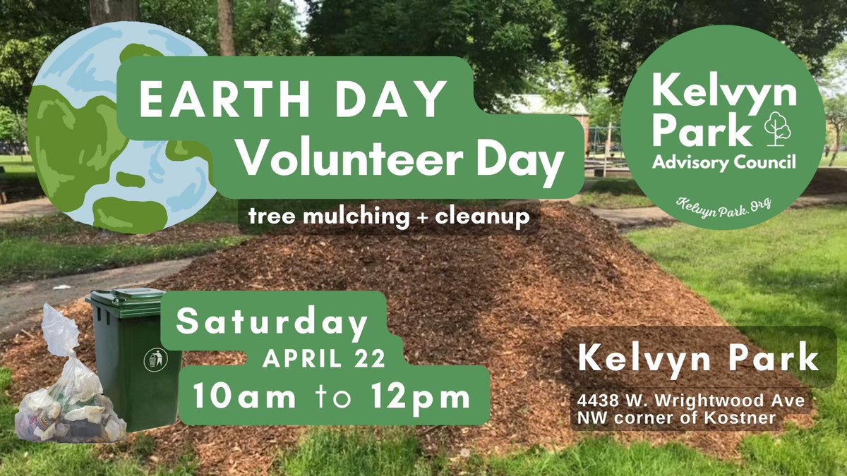 Who's going to help us move this big mound of mulch this weekend?! Kelvyn Park Earth Day event: Sat April 22, 10-12. sign up for our event eventbrite.com/e/532697682107 
#chicago #earthday #cleanup #earthdaychicago #hermosa #hermosechi #ourhermosa #belmontcragin