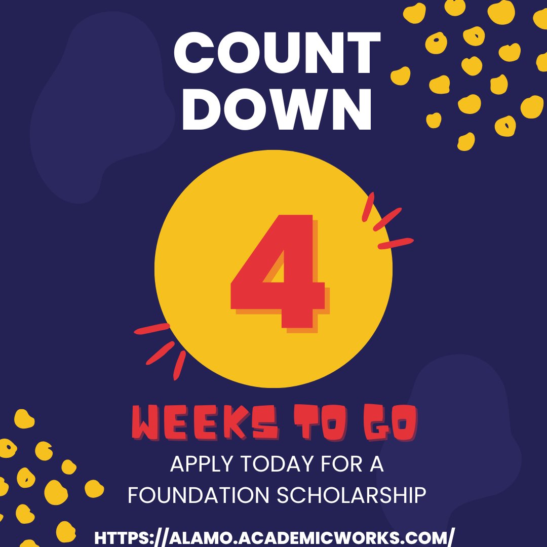 ⏰⏰⏰ Time to Apply!!! The general Foundation Scholarship Application is OPEN until May 15!  Apply at alamo.academicworks.com today!