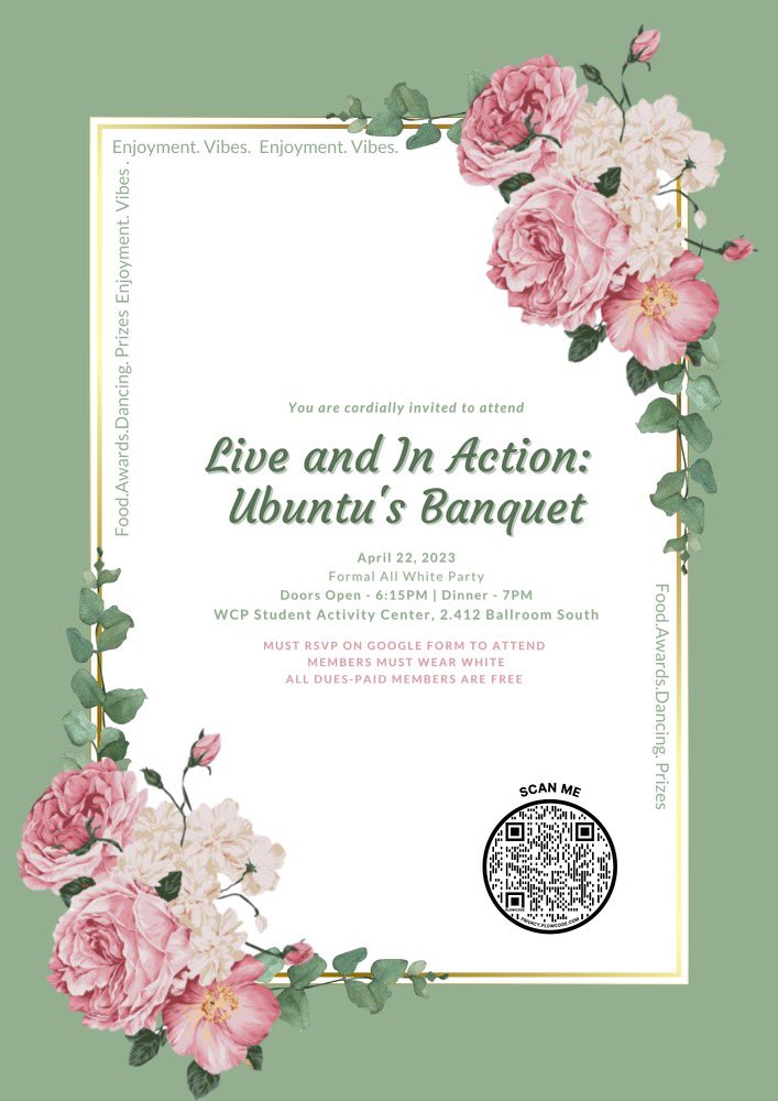 Ubuntu’s Annual Banquet is coming up this Saturday April 22nd ! Be sure to rsvp and put on your best outfits 👔👗 See you there !!!!!!!!