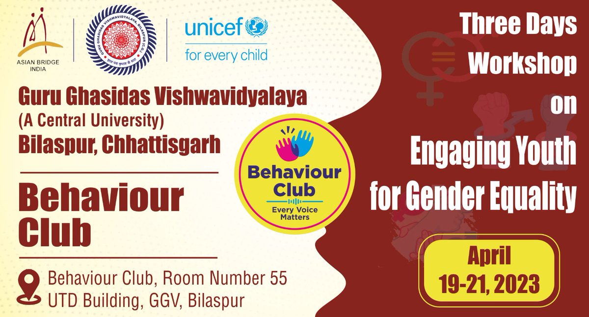 RehanaTabassu17's tweet photo. Workshop on engaging youth for gender equality
#UNICEF 
@ggv_smc 
@jobzachariah 
@abhisheksinghDP 
@AbhishekTrip_hi 
@CKRaiTweets 
@ddnewsraipur 
@Gaura_v_29 
#youthforchange
#everyvoicematters
@TupendraS 
@BridgeIndiaOrg 
@Anurag_Office 
@ChhattisgarhABC https://t.co/ZHjIbsQzIS