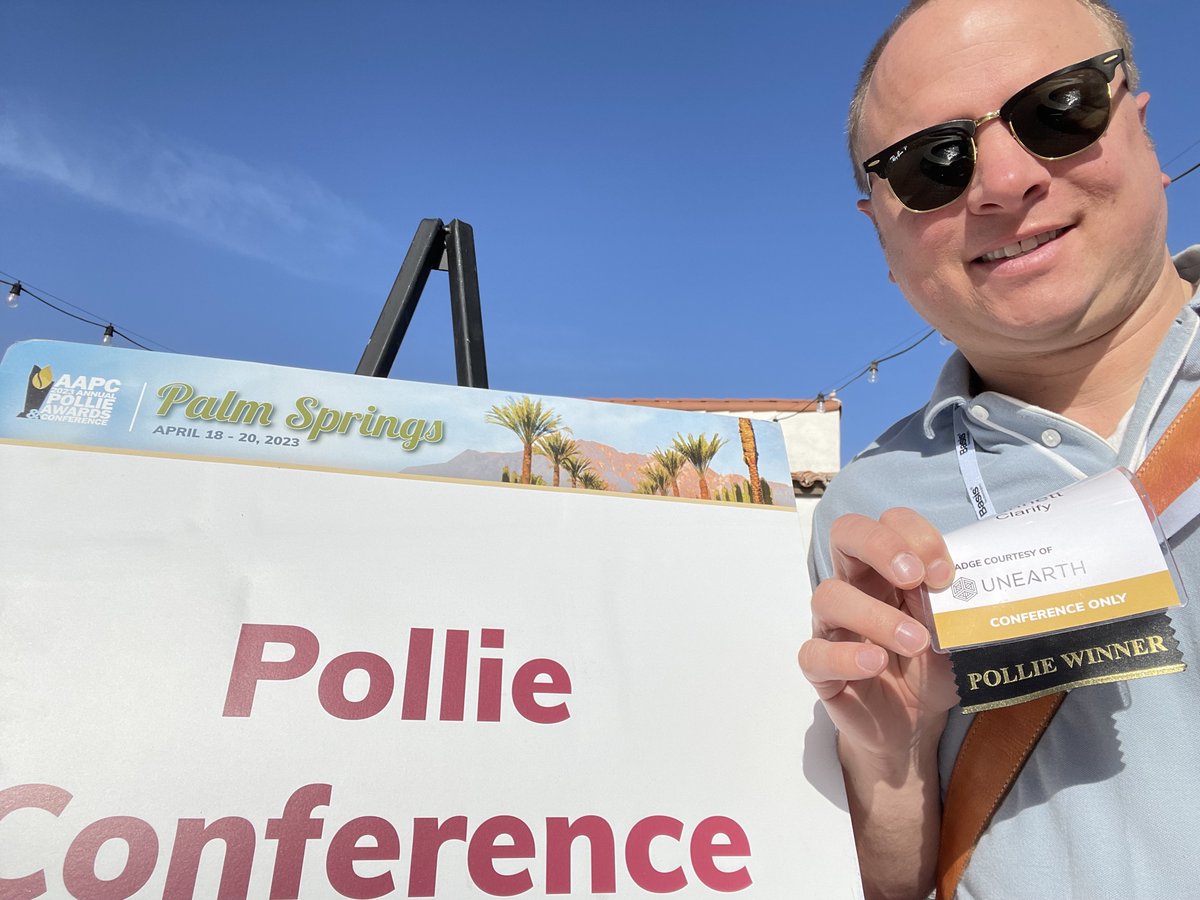 clarifyagency's tweet photo. .@willbunnett is representing Clarify at @TheAAPC conference in sunny Palm Springs this week! We're excited connect with industry leaders and see whose great work from 2022 rises to the top! https://t.co/xpfZMtLuhy