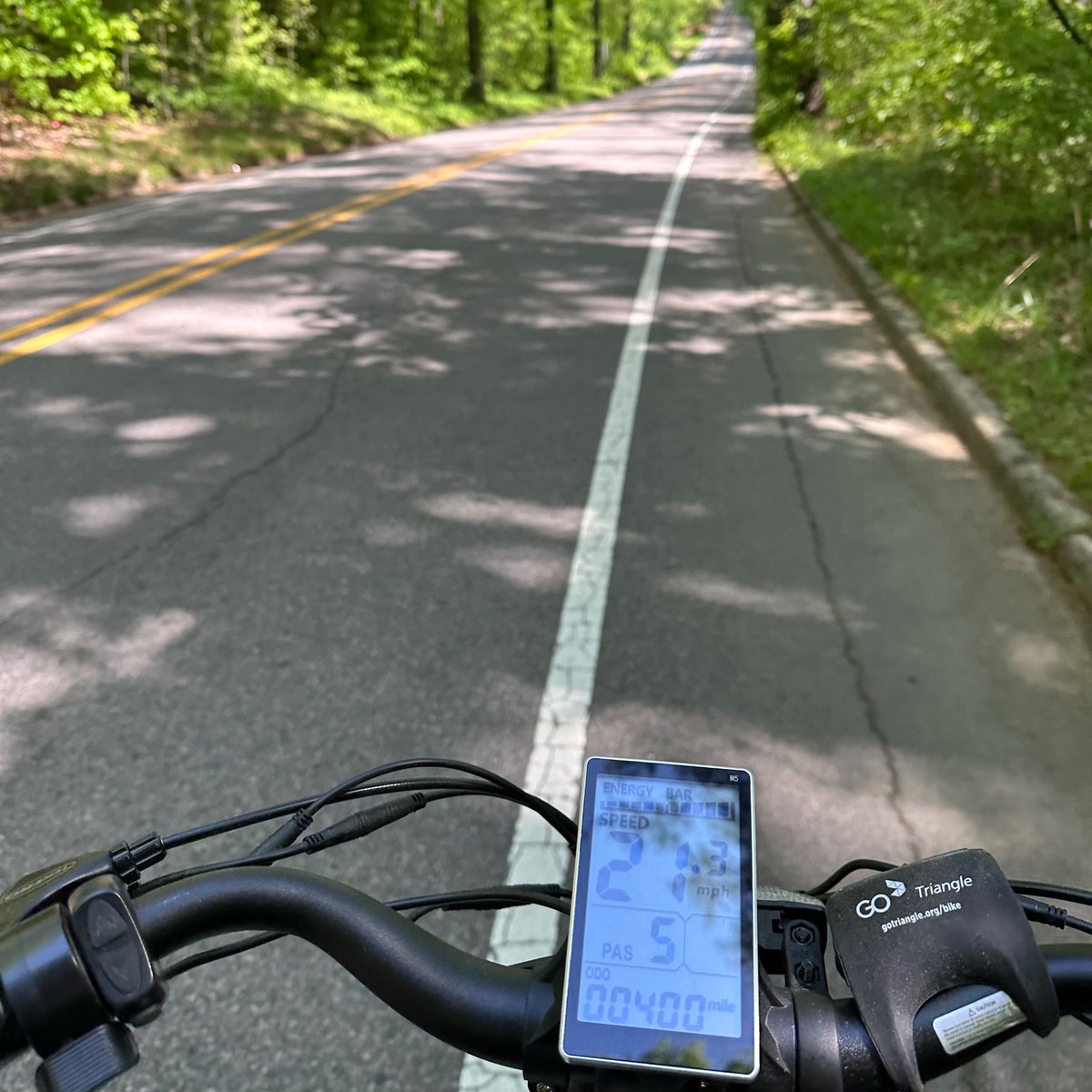 I broke 400 miles on my e-bike today! And it was a beautiful day to bike to work ☀️ #greenyourcommute <a href="/AventonBikes/">Aventon</a> <a href="/BikeDurham/">Bike Durham</a>