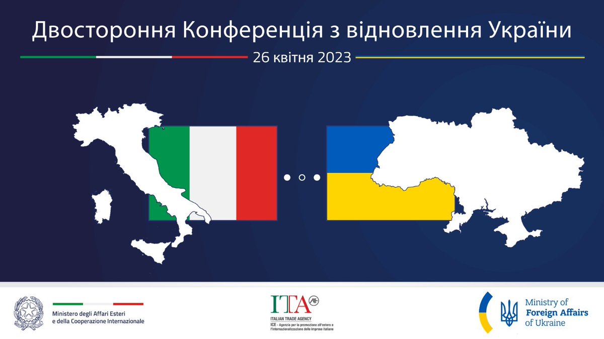 ItalyMFA_int's tweet photo. 🇮🇹🇺🇦 26 квітня 2023 р. в Римі відбудеться Конференція з відновлення України за участю Уряду України та понад 500 італійських компаній. З нагоди цієї важливої події підписуйтеся на цю сторінку, аби дізнатися більше про пріоритетні галузі для італійсько-української співпраці. https://t.co/AUwdYVLwNK