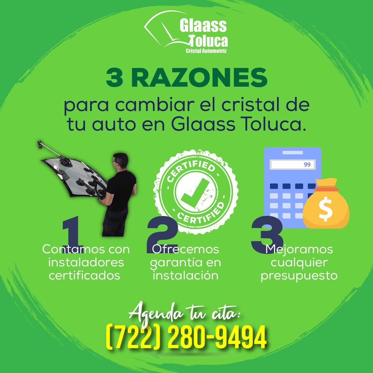 GLAASSTOLUCA's tweet image. ¿Se estrelló el cristal de tu auto? 🚘 Aquí te damos 3 razones para cambiar el cristal con nosotros, 1️⃣ instalación calificada 2️⃣ garantía por escrito 3️⃣ mejoramos cualquier presupuesto.*

Cotiza tu cristal 📲 722 280 9494 📲

#parabrisas #auto