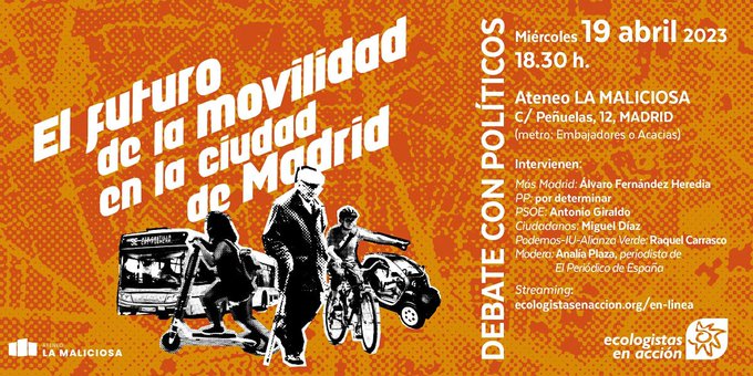 OMUSMadrid's tweet photo. Acompañamos a lxs compas de @EeAmadrid en el debate sobre el futuro de la Movilidad en Madrid. Os iremos contando 😉 https://t.co/bQDz1ZsXFl