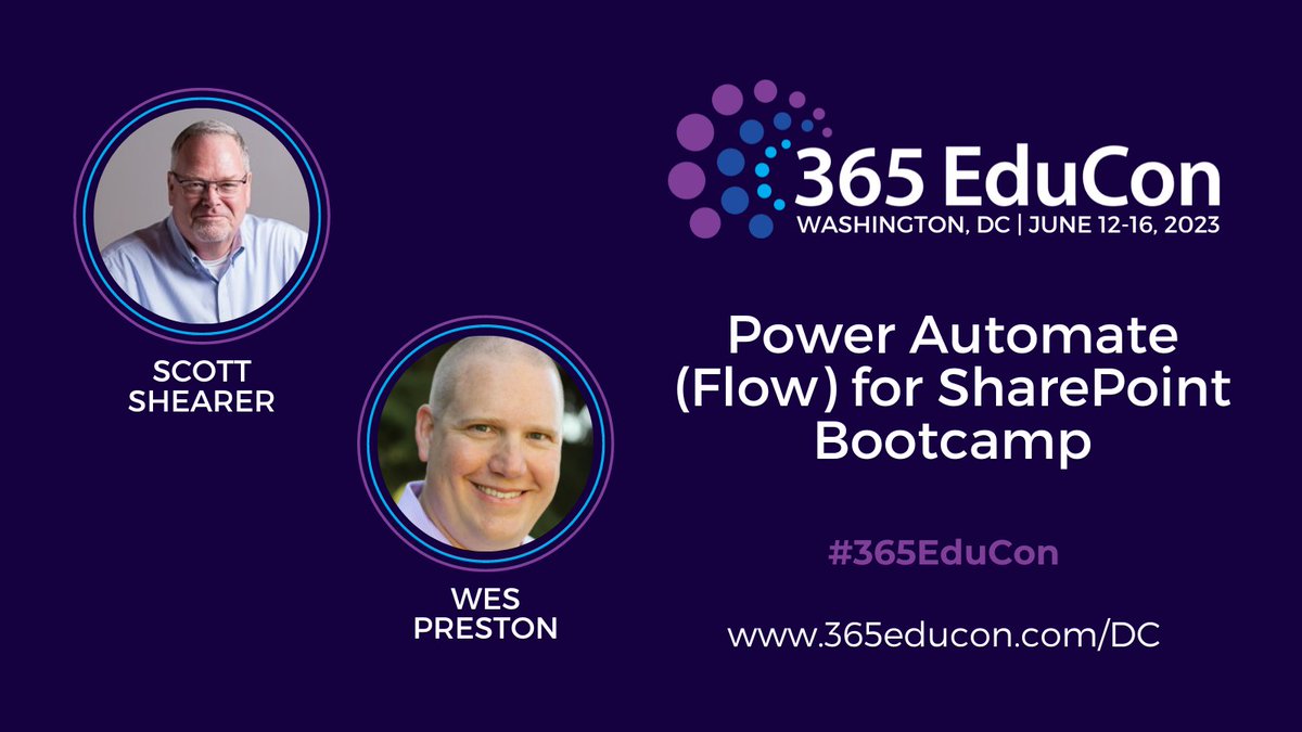 🔥Prepare to power up your SharePoint skills with our #365EduConDC half-day workshop: 'Power Automate Flow for SharePoint Bootcamp'! 

Join @ScottJShearer & @idubbs  as they share their expertise and help you master #PowerAutomate

Register now: 🌐365educon.com/DC/index.php/s… 💼…