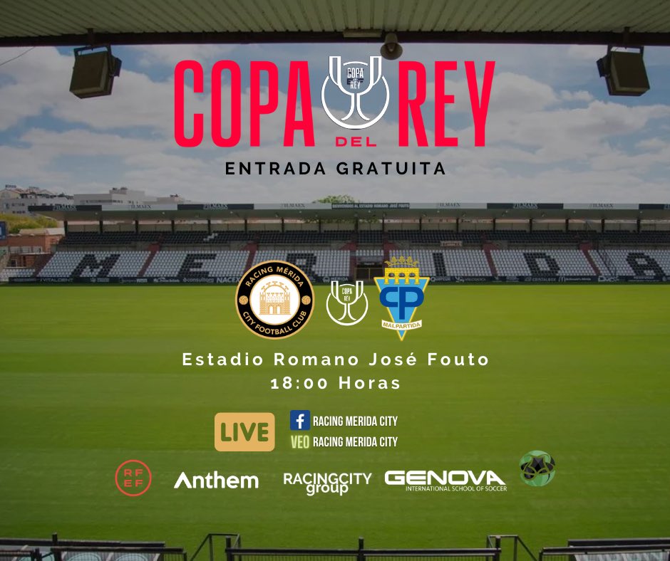 COPA DEL REY ⚫️⚪️🟡

PARTIDO DE VUELTA 

A POR TODAS 💪🏻

🆚 @cpmalpartidadecaceres
🗓️ 23/04/23 ✈️
⌚️18:00 horas 
🏟️ Estadio Romano José Fouto 
🎟️ GRATIS