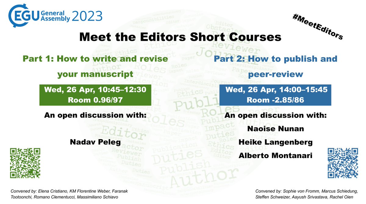 MSchiedung's tweet photo. #EGU23 starts next week and we have two #MeetEditors courses this year.
Join our discussions on Wednesday about:
Part 1: How to write and revise your manuscript
Part 2: How to publish and peer-review
@EuroGeosciences @EGU_SSS @NH_EGU @EGU_BG @EGU_NHESS @EGU_ESD @EGU_Climate https://t.co/LfYJVLLssh