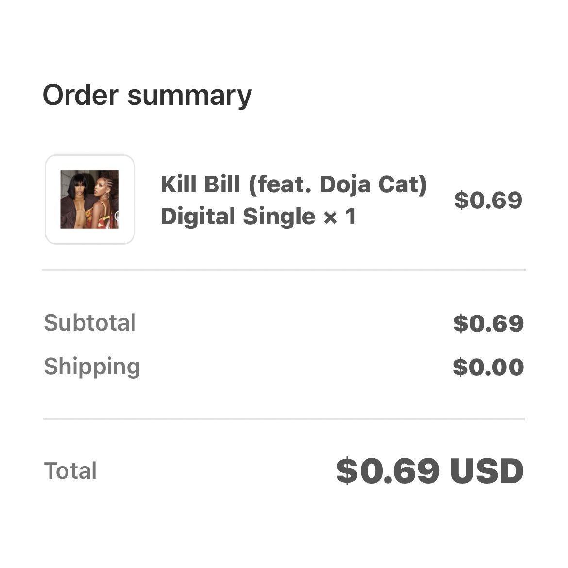 DojaHitSoSticky's tweet photo. where have you bought #KillBillRemix?? show ur screenshots in the replies ❤️🔥 https://t.co/tGA7FB94Zv