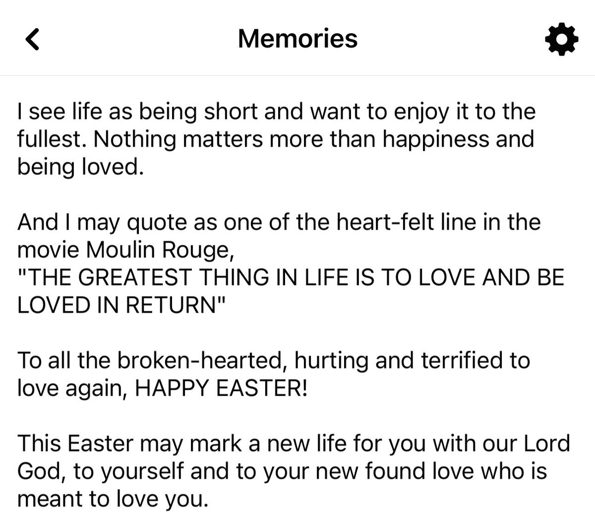 Dahil inabot na ng 12mn ang #DearGREY sesh, pasok nato sa #ThrowbackThursday at post Easter message for everyone.
For all the broken hearted, longing for love, and for someone who is terrfied to love again…
Hope it’ll give you something to 💭🧐

Kamiss ang gantong #QualitySpaces