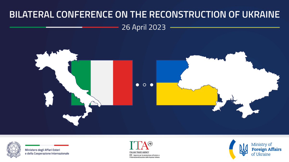 ItalyMFA_int's tweet photo. 🇮🇹🇺🇦 26 April, Italy hosts a conference in Rome on the reconstruction of Ukraine with the participation of 🇺🇦government and > 500 🇮🇹 companies. As we approach this important event, follow us to discover Italy's many areas of intervention to assist Ukraine.

#UkraineReconstruction https://t.co/5012fSy7Vc