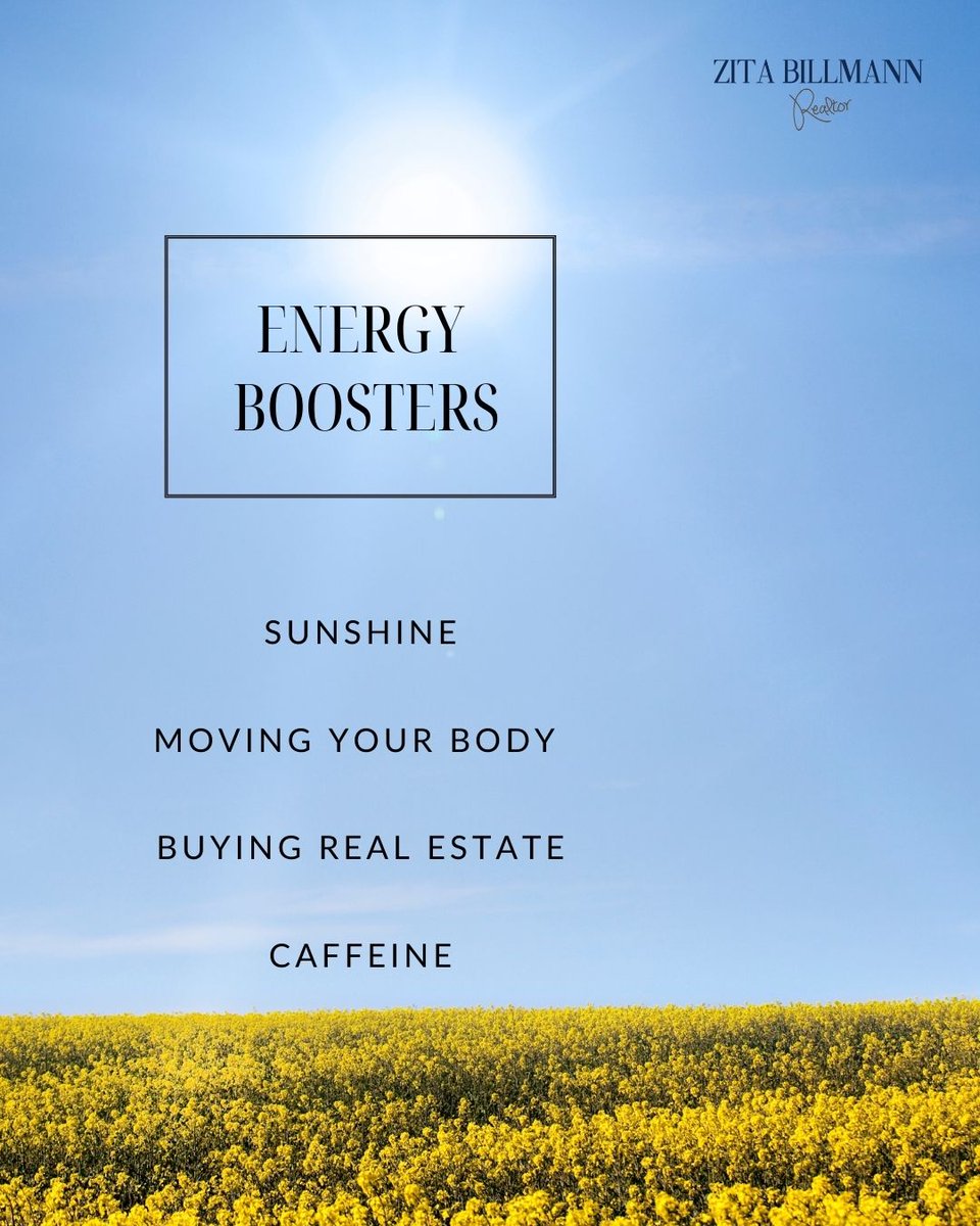 ZitaBillmann's tweet photo. Need a little boost? These might help. Can't decide which to try first?
✔️Sunshine?
✔️Moving your body?
✔️ Caffeine
✔️Or buying real estate?
I think I know the answer! 😉
#RealtorLife #RealEstate #zitabillmann #pittsburghliving #1agent #whenonlythebestwilldo https://t.co/YiM5ufYcsB