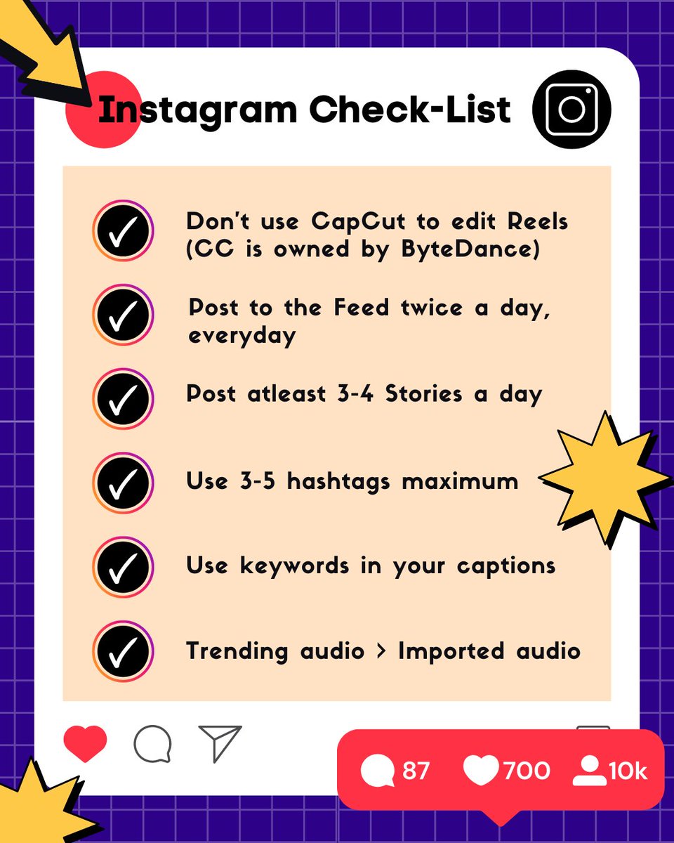 Crowdfire's tweet image. Ready to level up your Insta game? 🚀📸 
Check out our ultimate Instagram checklist to make sure you&apos;re ticking all the boxes!  

Let&apos;s turn those likes into love! ❤️ 

#InstagramChecklist #InstaTips #SocialMediaSavvy