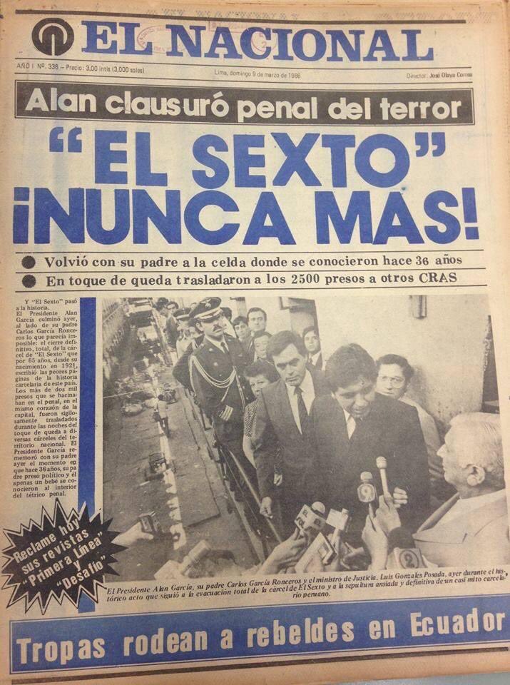 ccabanillas's tweet photo. Alan García conoció a su padre en una mazmorra de El Sexto. Treinta y cinco años después, cerró la prisión llevándolo del brazo. García Ronceros pasó cinco años en El Sexto, sin juicio ni acusación. Quizá en ese episodio esté la explicación de su decisión
https://t.co/yzpLZKxCSX https://t.co/J1JOTYmmnI