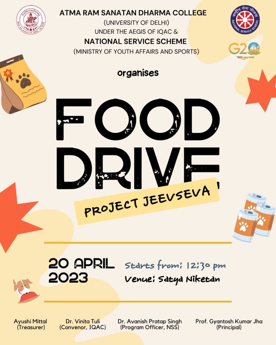 ArsdNss's tweet photo. NSS ARSD believes in collective responsibility of all to ensure that stray animals are looked after and cared for. Owing to the above mentioned belief, we are pleased to announce another round of Food drive under its Project JEEVSEVA . https://t.co/XTjvEQXl9W