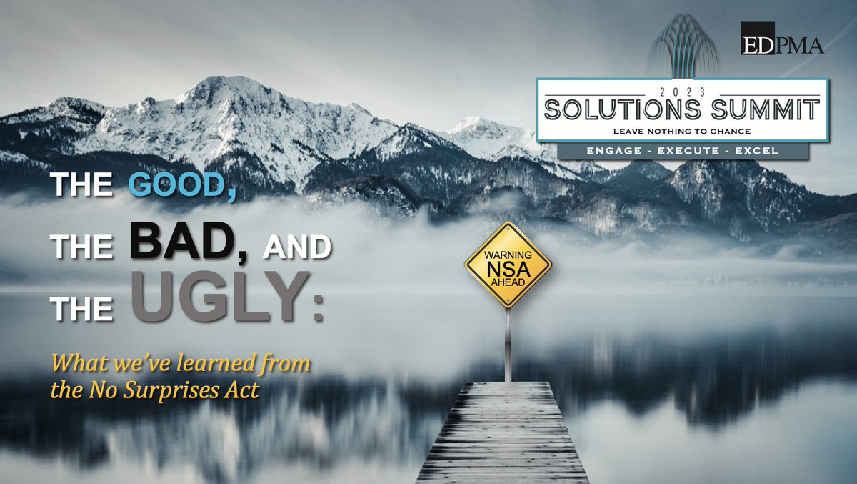 BraultSolutions's tweet photo. @DrABrault joins the @EDPMA #SolutionsSummit23 to share lessons learned from the No Surprises Act - including stats on the inefficient IDR process and its revenue cycle impact. https://t.co/KjgzhsL3Wh