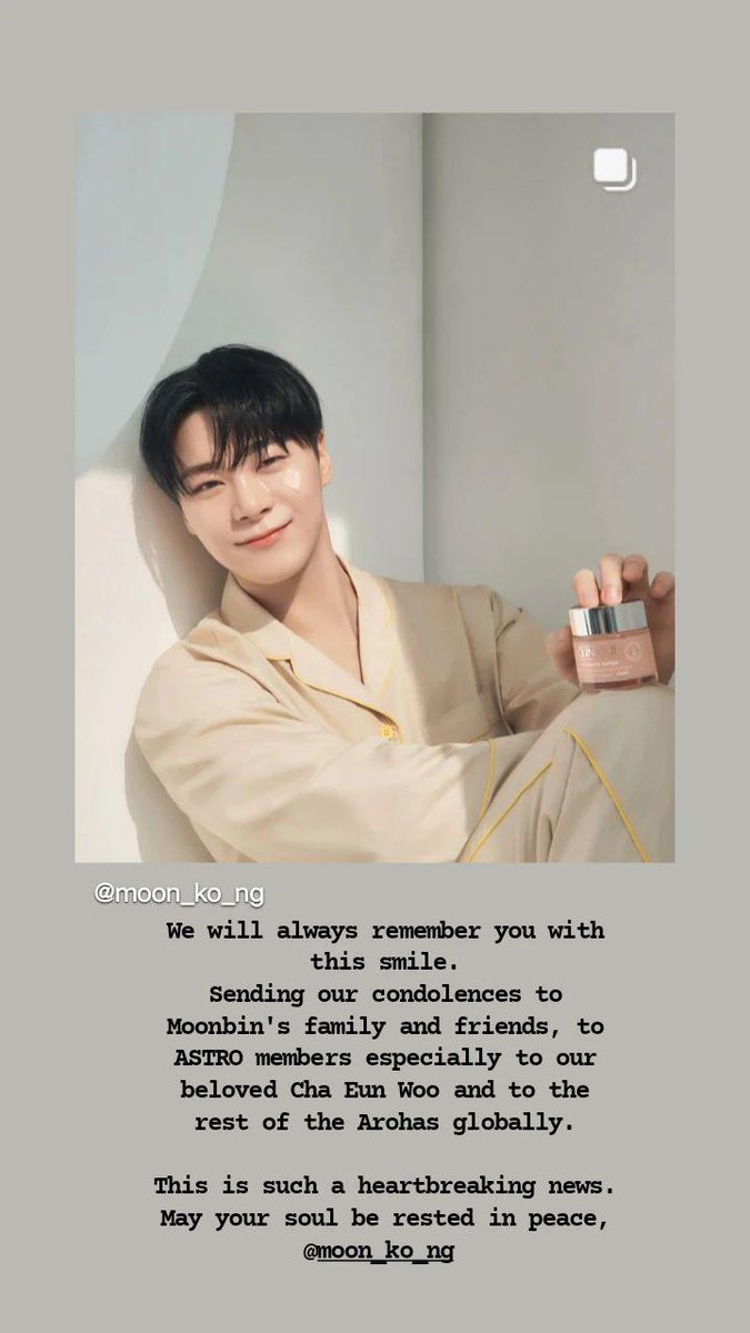 eunhyangcomm's tweet photo. Rest in peace, Moonbin.

A very sad and heartbreaking news.
Our condolences to the whole family and to ASTRO 💔

Depression is not a joke.
Always prioritize your mental health.

Virtual hugs, Arohas! https://t.co/4muN8OaESk