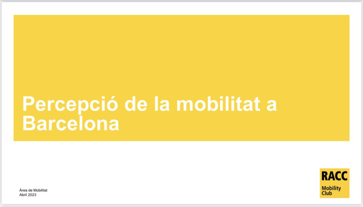Avui s’ha fet públic l’’Estudi RACC sobre la percepció de la mobilitat a Barcelona’. Com que ja ens coneixem, procedim a deconstruir-lo.

Primer, no és un estudi basat en dades sinó en opinions. És una enquesta. I amb una mostra… en fi. Seguiu-me en aquesta trista història.