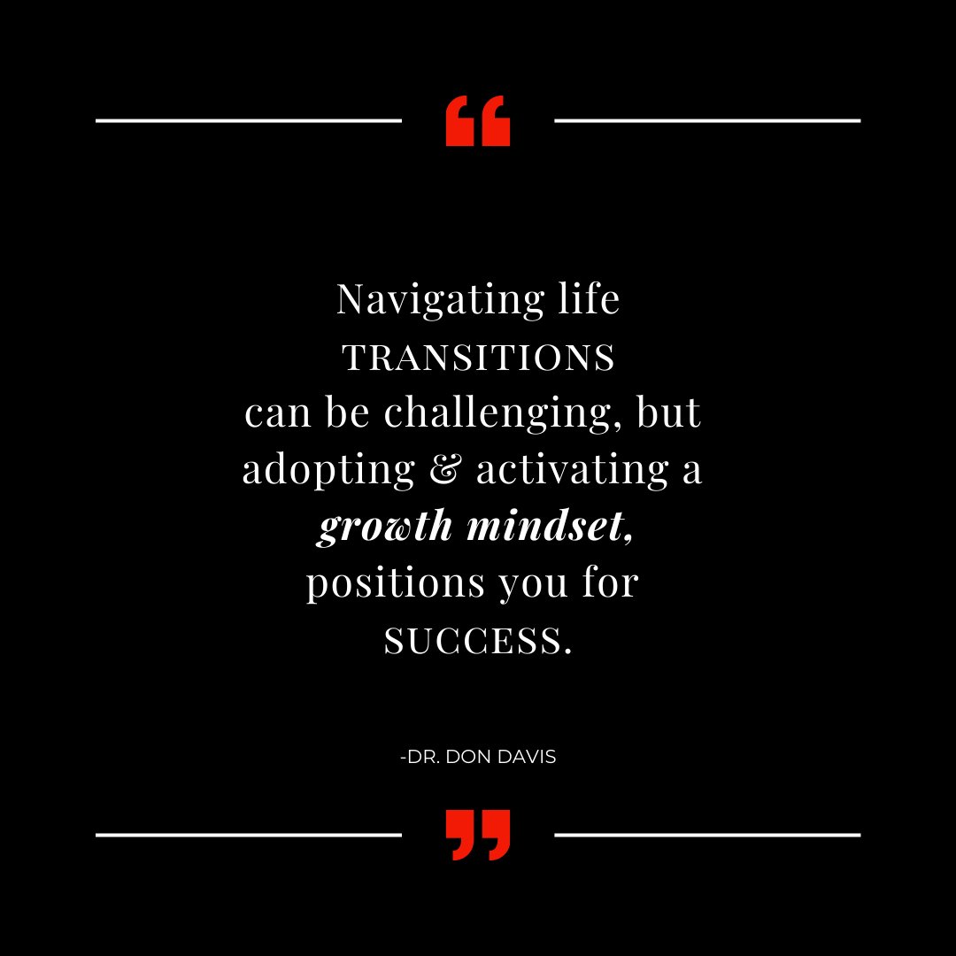 realdondavis's tweet photo. Navigating transitions can be difficult and challenging, but adopting and activating a growth mindset positions you for success.

Your mindset matters.

Choose a #growthmindset.

#mindsetmatters
#growthmindset
#bepositive
#attitude
#transitio https://t.co/DwDtC41pC9